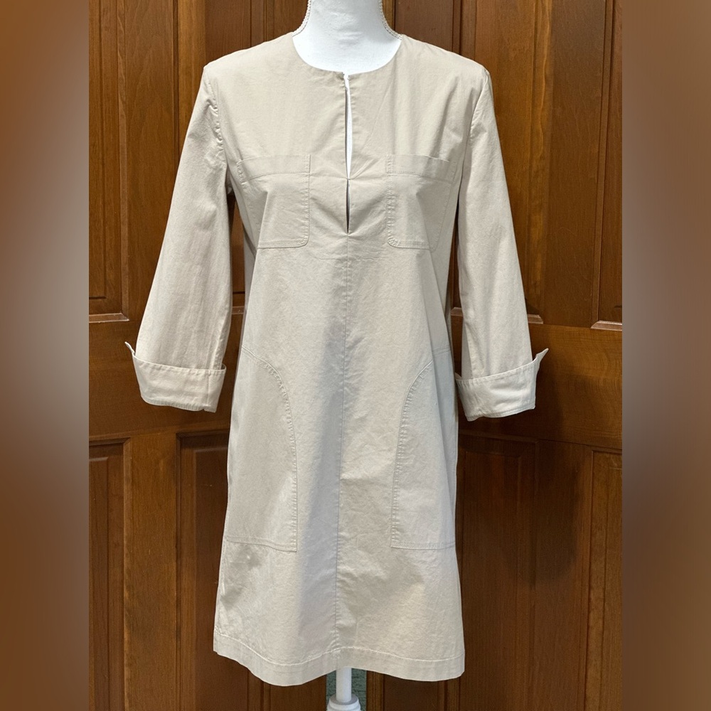 Theory light-weight khaki cotton shirt-dress with pockets. Excellent condition!